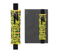 Jamaican Elements - Portalápices de piel, apto para cuadernos, diarios, calendarios, fundas de tableta, lectura, trabajo, etc., Black, Talla única