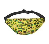 Jamaican Elements - Riñonera de viaje a la moda, adecuada para deportes, correr, ciclismo, viajes, pesca, para niños, color negro, talla única