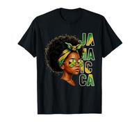 Jamaican Girl Jamaica Flag Proud Afro Jamaican Women Camiseta