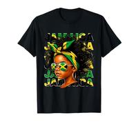 Jamaican Girl Jamaica Flag Proud Afro Jamaican Women Camiseta