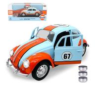 JAMARA 402600 Volkswagen Classical Beetle 1967 Diecast 1:28 Incluye Pilas de botón, Modelo de Coche de Juguete, Modelo de Coche Infantil, Mini vehículos, Idea de Regalo para niños y niñas, luz LED