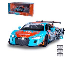 JAMARA 402605 Audi R8 LMS Diecast 1:24 Incluye Pilas de botón - Modelo de Coche de Juguete para niños, Modelo de vehículos en Miniatura, Regalo para niños, Puertas manualmente Abiertas/cierras, luz