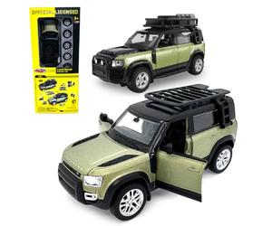 JAMARA 402612 Land Rover Defender 110 Diecast 1:43, 2 en 1, Modelo de Coche, Coche Infantil, Modelo Mini vehículos, Idea de Regalo para niños, Apertura y Cierre Manual de Puertas, Kit de conversión