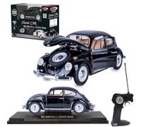 JAMARA 402700 VW Beetle RC Diecast 1:18 Negro 27 MHz Modelo Coche Juguete teledirigido Metal Modelo Miniatura con Mando a Distancia Coches de Juguete Juguete Juguete Regalo