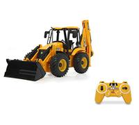 JAMARA 404980 - Retroexcavadora JCB 1:20 2,4 GHz - Pala de elevación/Baja/inclinación, Pluma y Pala Trasera y Excavadora Manual, 2 Ruedas de tracción, Sonido Realista del Motor (desconectable),