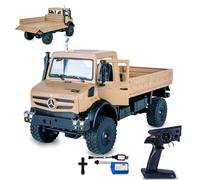 JAMARA 408310 Mercedes-Benz Unimog U5023 1:14 2,4 GHz - Coche teledirigido, camión teledirigido, Crawler RC, Toy Kids, idea de nieve, apertura y cierre manual de puertas, 4 ruedas