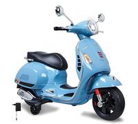 Jamara 460347 - Ride-on Vespa Azul 12V 500 mA - Batería Potente, Motor Potente, Faro LED, SD, AUX, USB, Ruedas de Apoyo, Ruedas Ultragrip