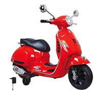 Jamara 460348 - Ride-on Vespa Rojo 12V 500 mA - Batería Potente, Motor Potente, Faro LED, SD, AUX, USB, Ruedas de Apoyo, Ruedas Ultragrip