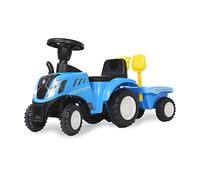Jamara 460355 - Correpasillo New Holland T7 Tractor Azul - Aspecto Fiel al Original, Protección antivuelco, Remolque con Pala y rastrillo, Sonido, Claxon, Luz LED