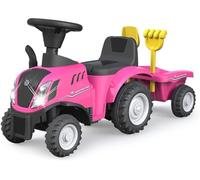 Jamara 460357 - Correpasillo New Holland T7 Tractor Fucsia - Aspecto Fiel al Original, Protección antivuelco, Remolque con Pala y rastrillo, Sonido, Claxon, Luz LED