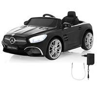 Jamara 460439 - Ride-on Mercedes-Benz SL 400 Negro 12V - Arranque sin Llave, Slot Micro SD, USB, AUX, Luces LED, Claxon, Batería Potente, Ruedas con Anillo de Goma Ultra-Grip