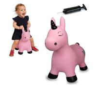 Jamara 460453-Animal saltarín Unicornio Fucsia con Bomba-Mejora el Equilibrio y Capacidad motora, Orejas como Soporte, Robusto y Resistente, Peso sostenible 50 Kg, Color Rosa (460453)