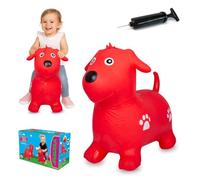 Jamara 460454 - Animal saltarín Perro Rojo con Bomba - Mejora el Equilibrio y Capacidad motora, Orejas como Soporte, Robusto y Resistente, Peso sostenible 50 Kg