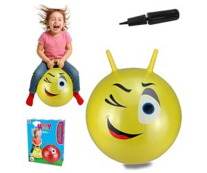 Jamara 460459 - Pelota saltarín Eye Amarillo 550mm - Mejora el Equilibrio y Capacidad motora, Robusto y Resistente, Peso sostenible 50 Kg