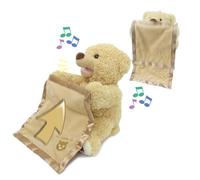 JAMARA 460480 - Oso - Mr Babble - Levanta y Baja los Brazos con Manta, esconde Juegos, Habla y Mueve la Boca, Manta mullida para una sensación táctil Suave y Agradable, Piel Suave