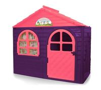 JAMARA 460498 Little Home - Casa de juguete de plástico resistente, montaje, sistema de ranuras estable, fácil de limpiar, apto para interiores y exteriores, se puede abrir la puerta/ventana, cortinas, color lila