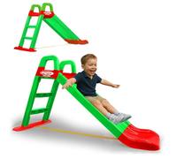 JAMARA 460502 - Tobogán Funny Slide - De plástico Resistente, caño Antideslizante para aterrizajes Suaves, escalones Anchos y Asas de Seguridad, Cuerda estabilizadora, Color Verde