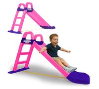 JAMARA- Tobogán Funny Slide Rosa - de plástico Resistente, caño Antideslizante para aterrizajes Suaves, escalones Anchos y Asas de Seguridad, Cuerda de estabilización, Color (460503)