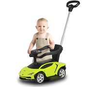 Jamara 460565 Lamborghini Centenario - Protector de inclinación 3 en 1, Respaldo con Estribo Laterales, reposapiés extraíble, Maletero, Barra de Empuje y Altura Regulable, Sonido, Color Verde