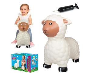Jamara 460590 - Animal Saltarín Oveja Blanca con Bomba - Peso hasta a 50 kg, Orejas como Soporte, Resistente, Promueve el Sentido del Equilibrio, Simple de Limpiar