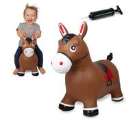 Jamara 460597 - Animal Saltarín Caballo Marrón con Bomba - Peso hasta a 50 kg, Orejas como Soporte, Resistente, Promueve el Sentido del Equilibrio, Simple de Limpiar