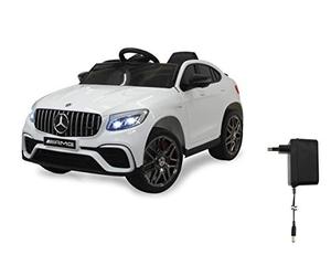 JAMARA 460647 - Ride-on Mercedes-Benz AMG GLC 63 S Coupé 12 V - tracción a Las Cuatro Ruedas, 2 velocidades, USB, 4 potentes Motores de accionamiento, Eje Trasero con suspensión, indicador de Voltaje