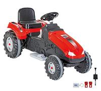 Jamara 460785 Ride-On Tractor Big Wheel Motor de accionamiento Potente de 12 V, hasta 60 kg, Arranque Suave, Freno de Motor, Sonido, Asiento Ajustable, capó Plegable, Enganche de Remolque, Color Rojo