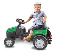 JAMARA 460795 - Tractor a Pedales Strong Bull - Protección antivuelco, accionamiento Mediante pedaleos, Sistema de Volante Suave, Asiento Ajustable, bocina, Enganche de Remolque, Peso máximo 60 kg