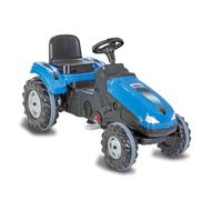 Jamara 460837 - Tractor a Pedales Big Wheel - Protección antivuelco, hasta 60 kg, Sistema de Volante Suave de Marcha atrás, claxon, Asiento Ajustable, capó abatible, Enganche de Remolque, Color Azul