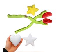 JAMARA 461163 Snow Play - Pinzas para Bolas de Nieve con Forma de corazón y Estrella, 2 en 1 para niños, Pinzas para Nieve, alicates de Hielo, Fabricante de Bolas de Nieve, Idea de Regalo para niños