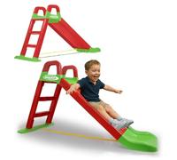 Jamara Diapositiva 460501 Funny Slide Rojo de plástico Resistente, caño Antideslizante para aterrizajes Suaves, escalones Anchos y Asas de Seguridad, Cuerda de estabilización