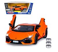 JAMARA Lamborghini Revuelto Diecast 402618 1:32 incluye pilas de botón - Modelo de coche de juguete, coche infantil, modelo de vehículos en miniatura, idea de regalo para niños, abrir y cerrar puertas