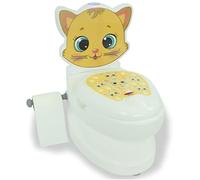 Mi pequeño Gato Inodoro con Sonido de Descarga y portarrollos - fácil de Limpiar, Botones de succión para un Buen Agarre, Soporte para Papel higiénico, Respaldo extraíble, luz LED