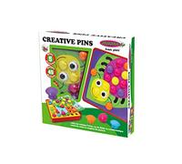 Jamara- Pins Creativ 52 Piezas. Juego A-5 Tarjetas con diseños Diferentes. Conectores Surtidos, fomenta Las Habilidades motrices y los Colores y Las Formas, práctica Caja de plástico carbón (412723)