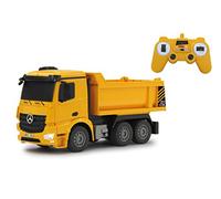 Jamara-405108 Benz Camión volquete Vagoneta basculante Mercedes Arocs 1:26 2,4 GHz, Color Amarillo, Talla única (405108)