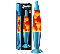 Jambo Lámpara de volcán azul con cera que fluye como lava, lámparas frescas, luces nocturnas para niños, adultos, adolescentes (16 pulgadas, base azul, líquido rojo, cera naranja)