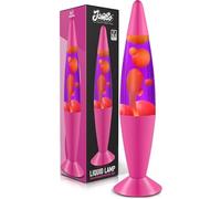 Jambo Lámpara líquida con flujos de Cera como Lava, lámparas frías, Luces nocturnas para niños, Adultos, Adolescentes (16 Pulgadas, Base Rosa, líquido Morado, Cera Amarilla)
