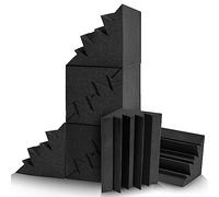 JAMELO Paquete de 8 trampas de espuma acústica para graves, 7 x 7 x 12 pulgadas, trampas de graves negras, espuma de estudio, trampas de graves de alta densidad y a prueba de fuego, paneles acústicos,