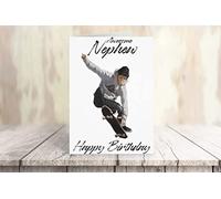 James Coates Tarjeta de Cumpleaños Felicitacion para Sobrino de Skateboarder, Tamaño A5