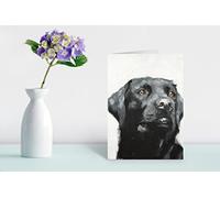 James Coates Tarjeta de felicitación con pintura de un laboratorio negro, tamaño A5, interior en blanco