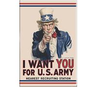 James Montgomery Flagg - Póster de reclutamiento con texto en inglés "I Want You for U.S. Army - Tío Sam señalando dedo - Vintage 1917 reproducción - Imán de 5 x 7,6 cm