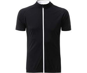 James & Nicholson Men's Bike-T Full Zip Camiseta, Negro (Black/White), XL para Hombre