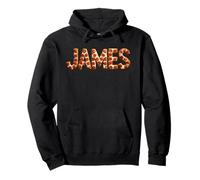 James Pizza Nombre Arte Divertido Comida Rebanada Sabor Letras Pastel Amor Sudadera con Capucha