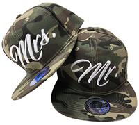 JameStyle26 Mr. & Mrs. Snapback Set USA Cap Basecap Cap Cap Cap Trucker Cappy Kult Partner Look, Mr. - Set Camou verde., Talla única