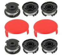 JAMHER Bobina de hilo longitud 5 m Ø 1,6 mm para Einhell GE-CT 18/28 Li y GE-CT 18/28 Li TC, Cubierta de bobina TLE-03-1(6 Bobinas + 2 Tapa)