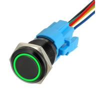 JAMHER Interruptor de botón de bloqueo automático 1NO1NC SPDT de 19 mm y 12 V CC con anillo de luz LED, interruptor de botón de encendido y apagado impermeable para agujero de montaje de 0.75 pulgadas