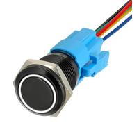 JAMHER Interruptor de botón de bloqueo automático 1NO1NC SPDT de 19 mm y 12 V CC con anillo de luz LED, interruptor de botón de encendido y apagado impermeable para agujero de montaje de 0.75 pulgadas