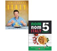 Jamie Cooks Italy [tapa dura], Nom Nom Italia en 5 ingredientes, colección de 2 libros