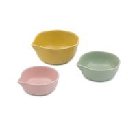 Jamie Oliver Big Love Pinch-Me Pots, cuencos pequeños de gres moteado, tazas medidoras, 1, ½, ¼ tazas, lavavajillas, microondas, apto para horno, multicolor, juego de 3, 11 x 10 x 5 cm