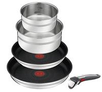 Jamie Oliver by Tefal Ingenio L97696 - Juego de cacerolas y sartenes (5 piezas, mango extraíble, apilables, ahorro de espacio, inducción, revestimiento antiadherente, fácil manejo y limpieza)